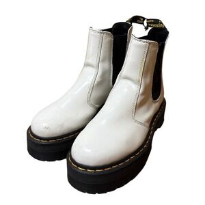 Dr. Martens 2976 Quad White Leather Platform Chelsea Boots Womens 7 Mens 6
